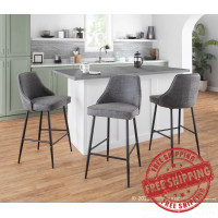 Lumisource B25-MARCEL BKGY2 Marcel Contemporary Counter Stool in Black Metal and Grey Faux Leather - Set of 2